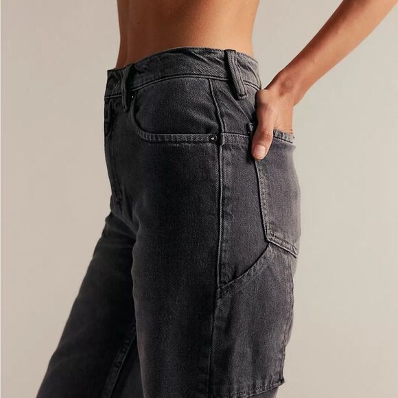 We The Free Tinsley Baggy High Rise Straight Leg Jeans Gray/Black Size 31 - Picture 8 of 13
